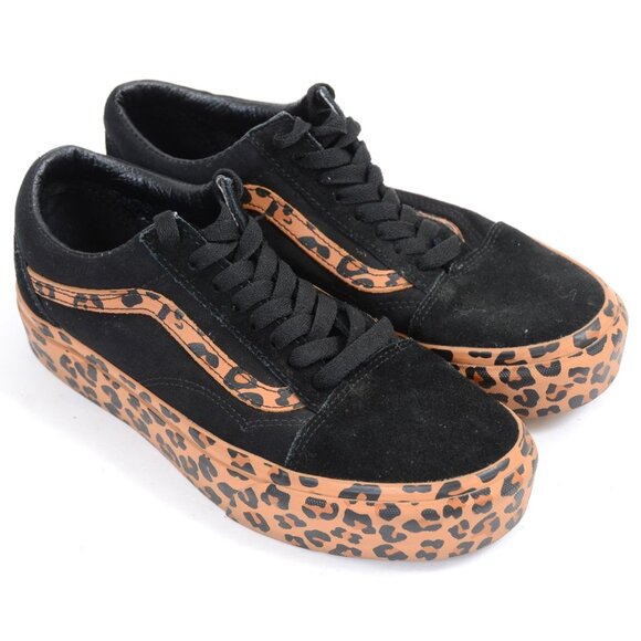Vans Shoes - Vans Old Skool Women's 8.5 Men's 7 Platform Leopard Print Trim Low-top Sneakers
